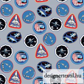   NASA Űrhajók pamutvászon (Nasa Patches Gray - Riley Blake)