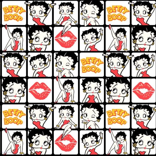 Betty Boop pamutvászon méteráru - Betty Boop Kissed Tiles Camelot Fabric