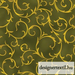   Olivazöld karácsonyi mintás pamutvászon - Olive Swirling Vines - Benartex
