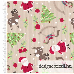   Karácsonyi mikulásos pamutvászon (Santa Snowglobes - Friends )
