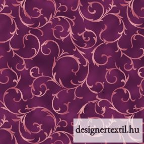   Padlizsán karácsonyi mintás pamutvászon -Aubergine Swirling Vines  - Benartex