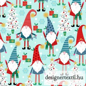 Karácsonyi manók pamutvászon (A gnome to fa la aqua)