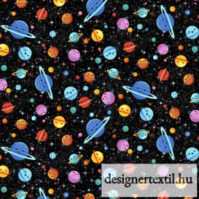   Bolygók pamutvászon (Black Cosmic Space w/Metallic - Michael Miller)