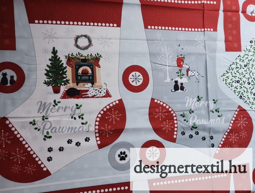 Mikulás zokni és kutyakendő panel (Christmas Pets Stocking Panel)